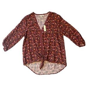 Max Studio Crepe Tie-Front Blouse